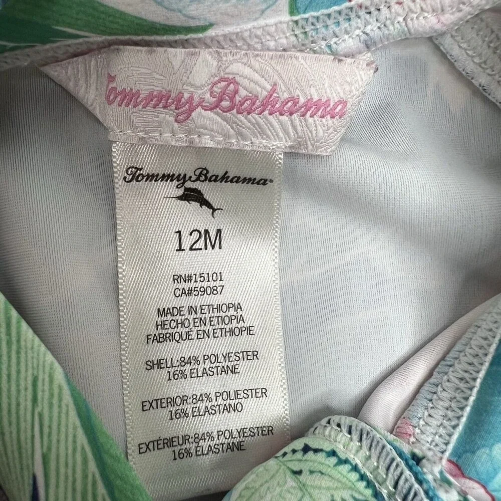Tommy‎ Bahama Toddler 12 Months Swim Suit Girls One Piece Rash Guard Sun Protect